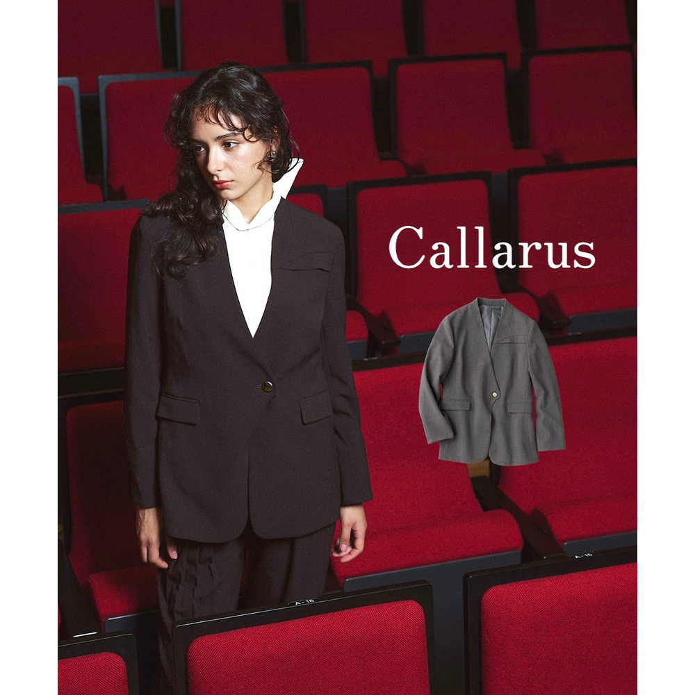 【入学式・卒業式・フォーマル】<単品>ストレッチノーカラーヨークデザインジャケット 大きいサイズ Callarus1