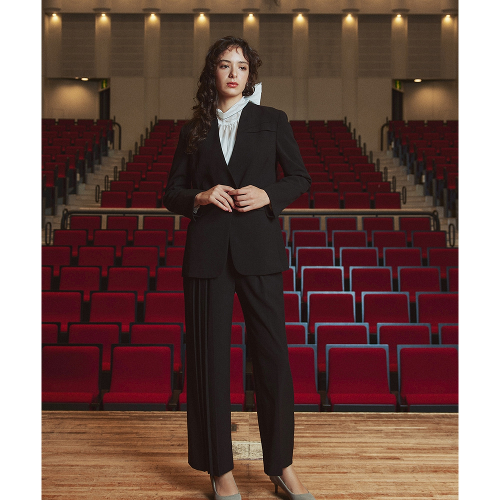 【入学式・卒業式・フォーマル】<単品>ストレッチノーカラーヨークデザインジャケット 大きいサイズ Callarus10