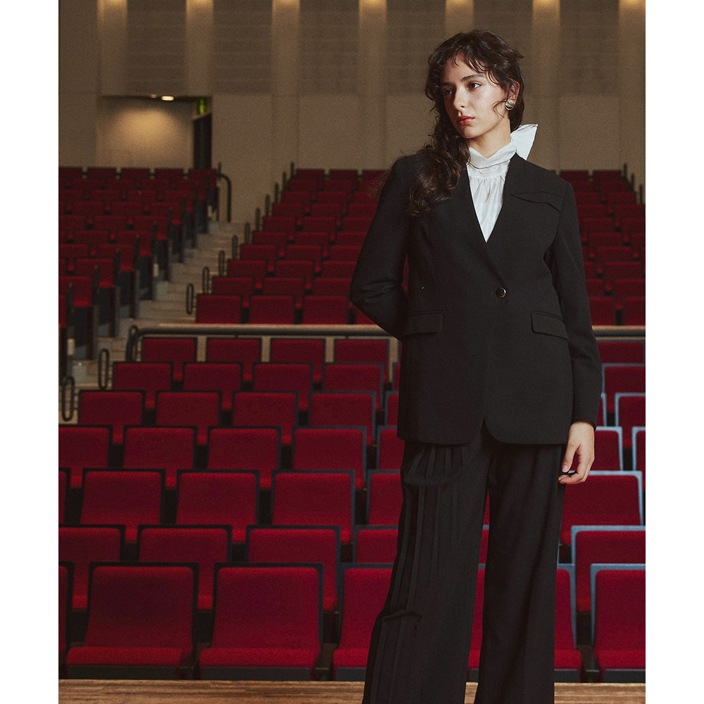 【入学式・卒業式・フォーマル】<単品>ストレッチノーカラーヨークデザインジャケット 大きいサイズ Callarus11