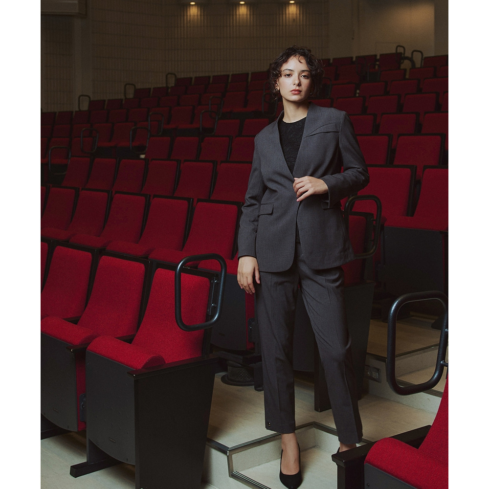 【入学式・卒業式・フォーマル】<単品>ストレッチノーカラーヨークデザインジャケット 大きいサイズ Callarus13