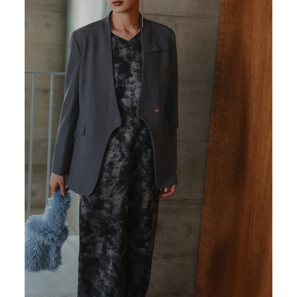 【入学式・卒業式・フォーマル】<単品>ストレッチノーカラーヨークデザインジャケット 大きいサイズ Callarus19