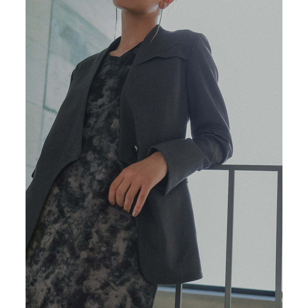 【入学式・卒業式・フォーマル】<単品>ストレッチノーカラーヨークデザインジャケット 大きいサイズ Callarus22