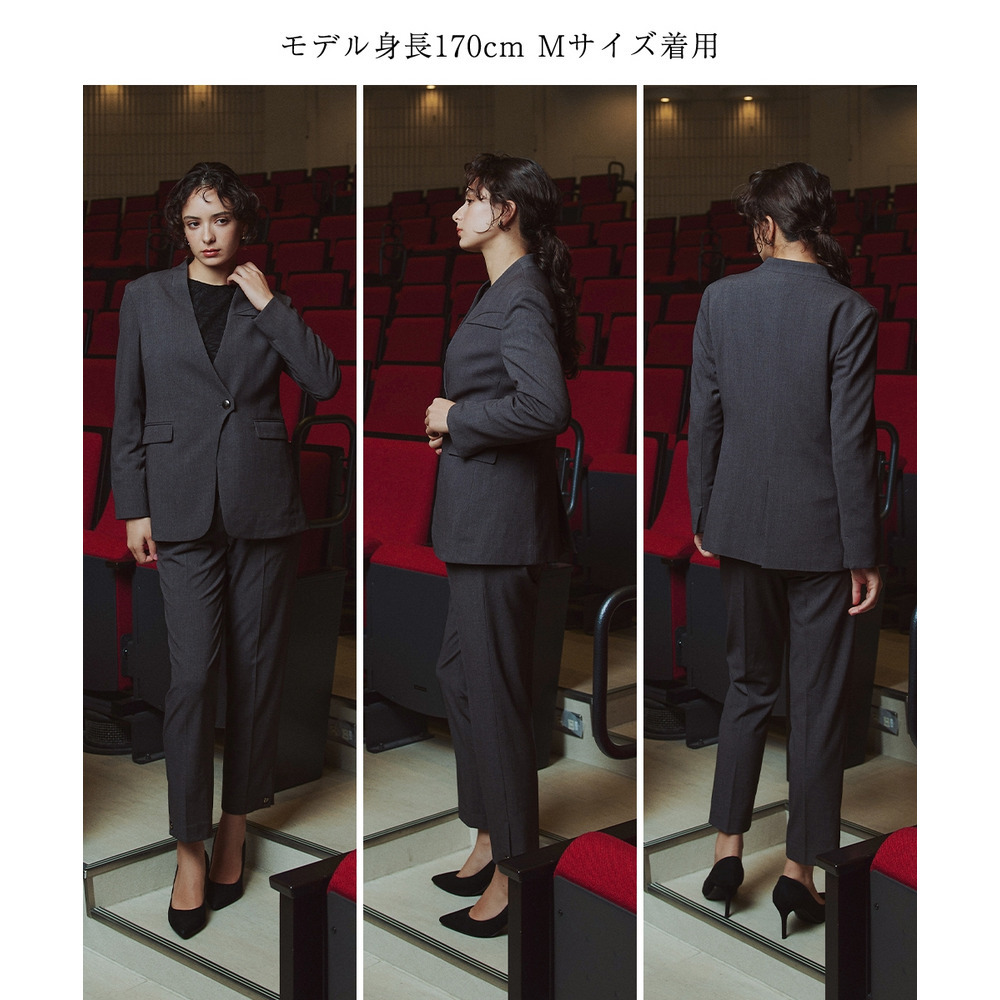 【入学式・卒業式・フォーマル】<単品>ストレッチノーカラーヨークデザインジャケット 大きいサイズ Callarus27