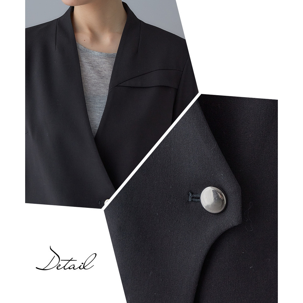 【入学式・卒業式・フォーマル】<単品>ストレッチノーカラーヨークデザインジャケット 大きいサイズ Callarus28