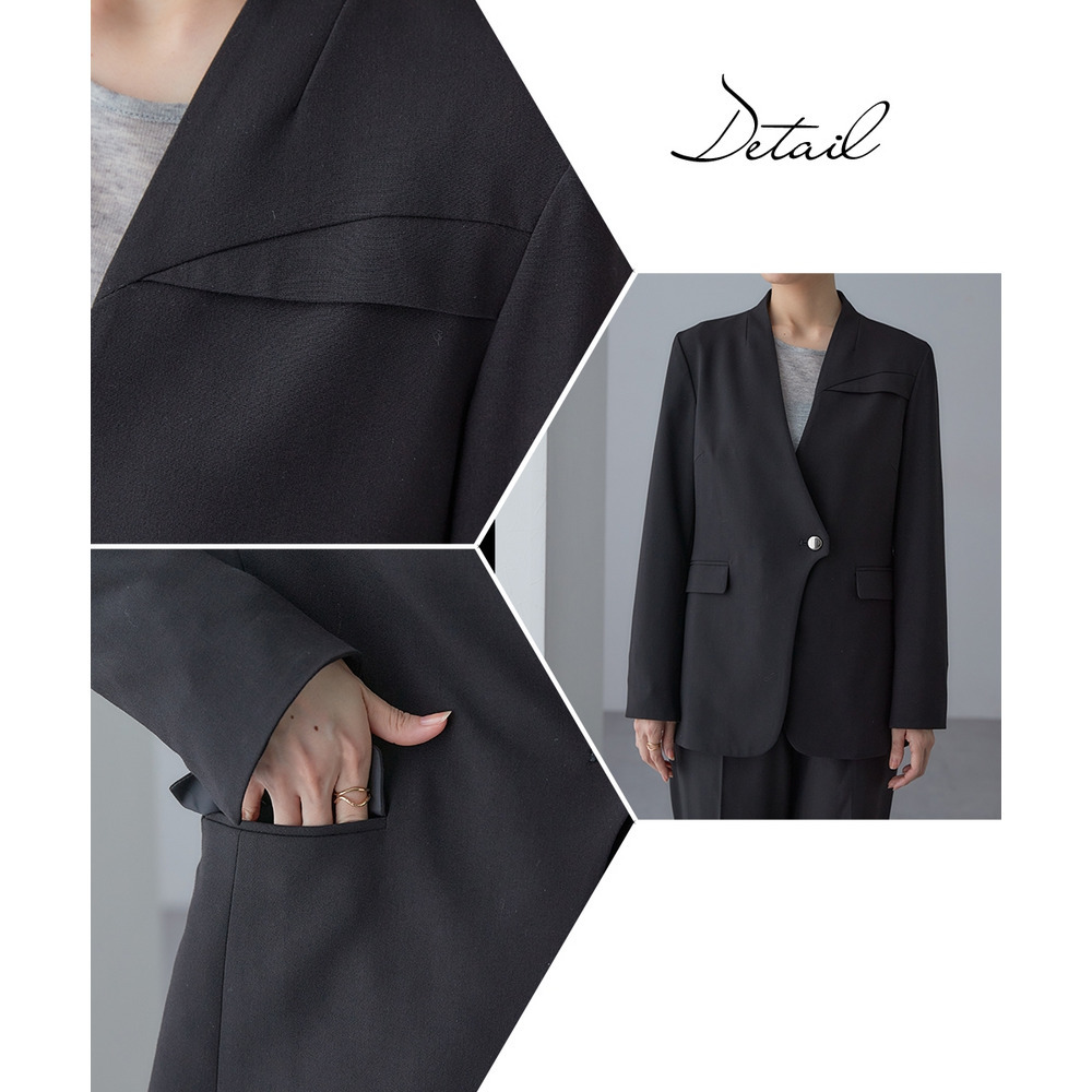 【入学式・卒業式・フォーマル】<単品>ストレッチノーカラーヨークデザインジャケット 大きいサイズ Callarus29