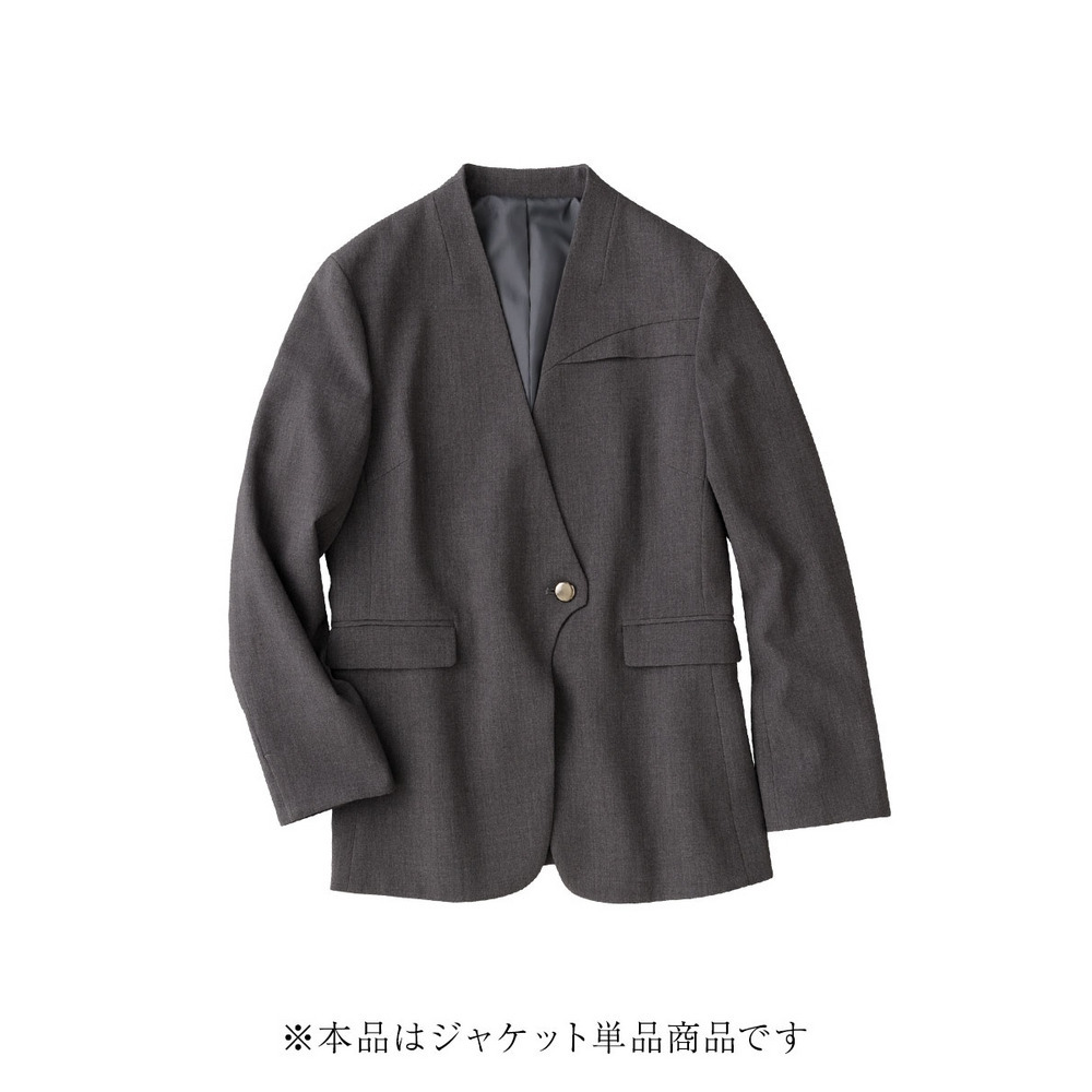 【入学式・卒業式・フォーマル】<単品>ストレッチノーカラーヨークデザインジャケット 大きいサイズ Callarus8