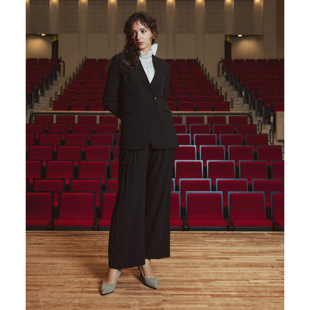 【入学式・卒業式・フォーマル】<単品>ストレッチノーカラーヨークデザインジャケット 大きいサイズ Callarus9