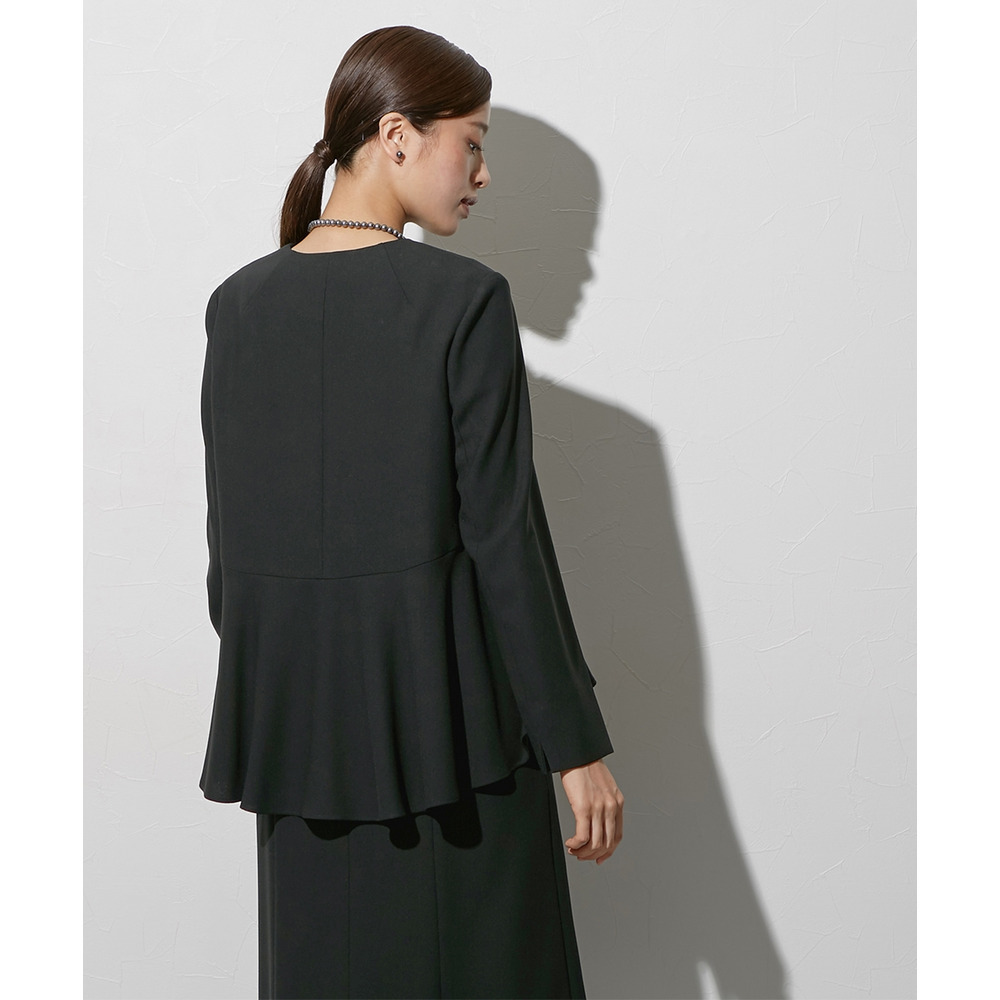 【喪服・礼服】袱紗も入るポケット仕様 洗える防しわペプラムドッキングデザインワンピース 大きいサイズ Callarus14