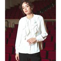 【入学式・卒業式・フォーマル】<単品>パウダークロスフロントフリルデザインブラウス 大きいサイズ　Callarus