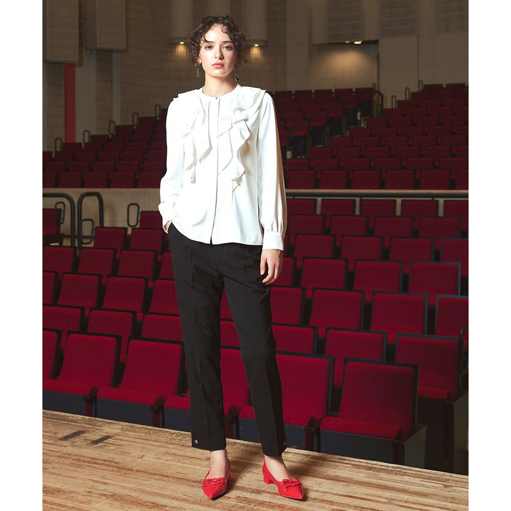 【入学式・卒業式・フォーマル】<単品>パウダークロスフロントフリルデザインブラウス 大きいサイズ Callarus12