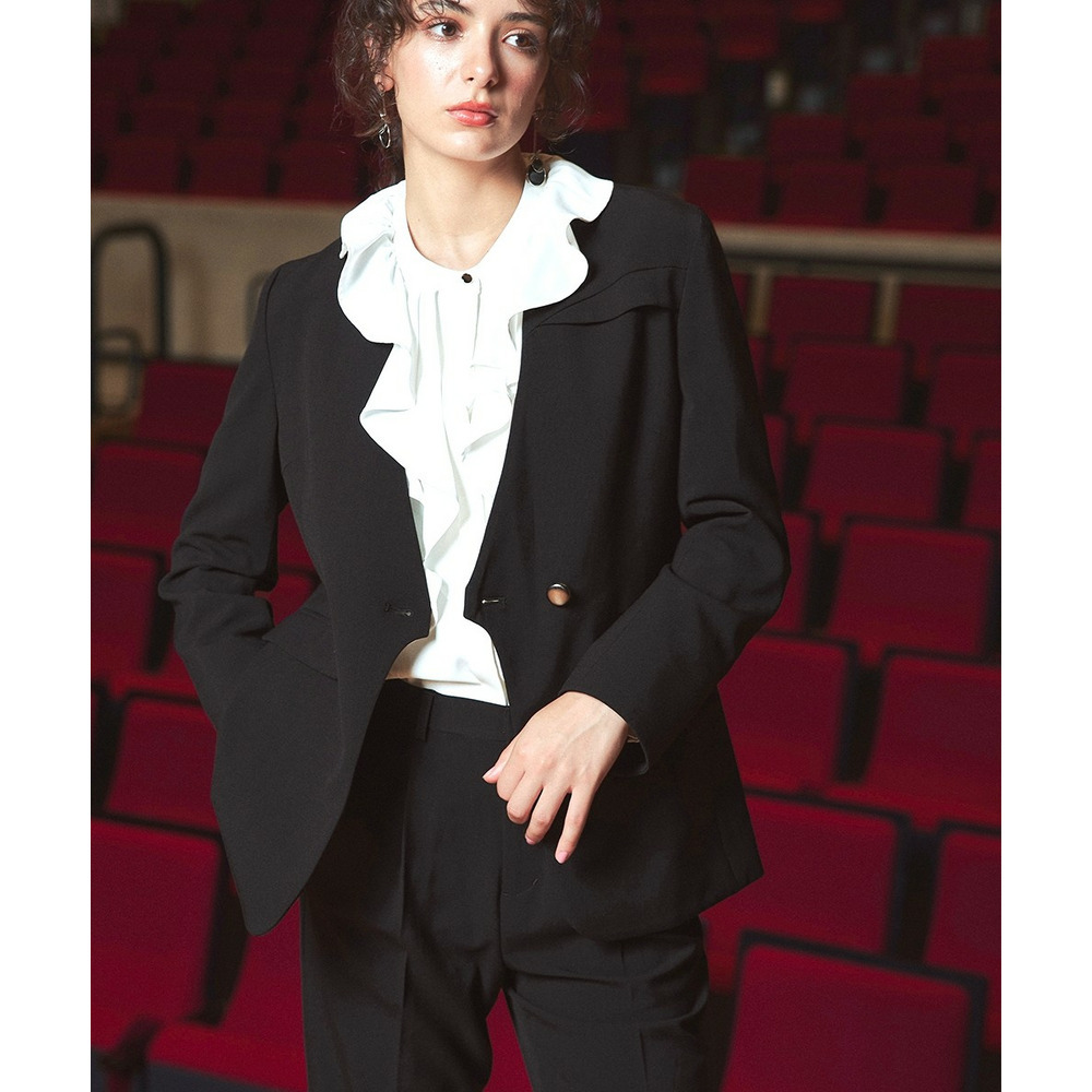 【入学式・卒業式・フォーマル】<単品>パウダークロスフロントフリルデザインブラウス 大きいサイズ Callarus15