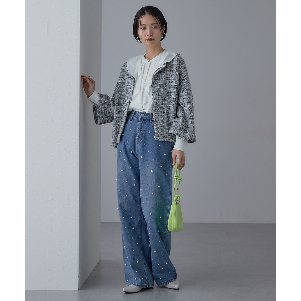 【入学式・卒業式・フォーマル】<単品>パウダークロスフロントフリルデザインブラウス 大きいサイズ Callarus19