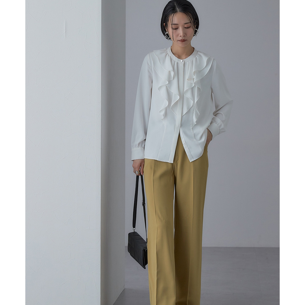 【入学式・卒業式・フォーマル】<単品>パウダークロスフロントフリルデザインブラウス 大きいサイズ Callarus22