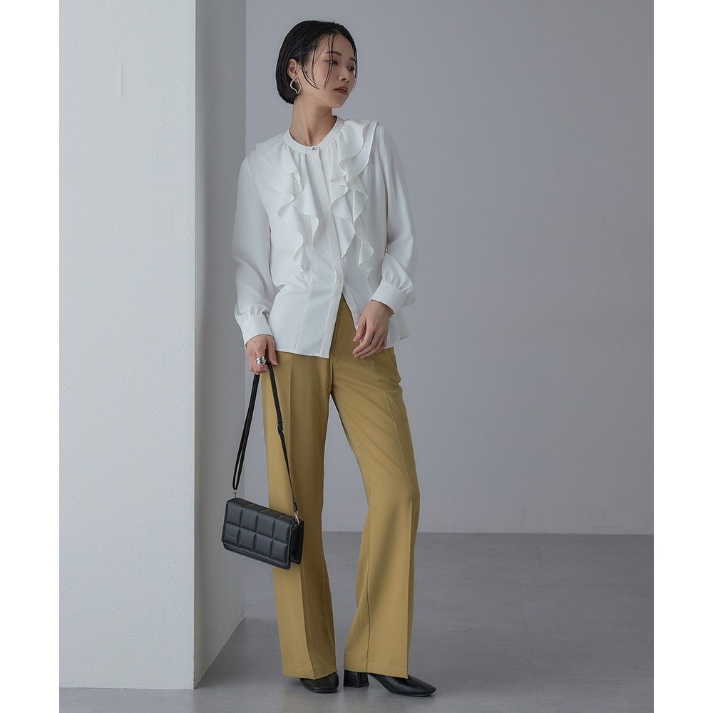 【入学式・卒業式・フォーマル】<単品>パウダークロスフロントフリルデザインブラウス 大きいサイズ Callarus23