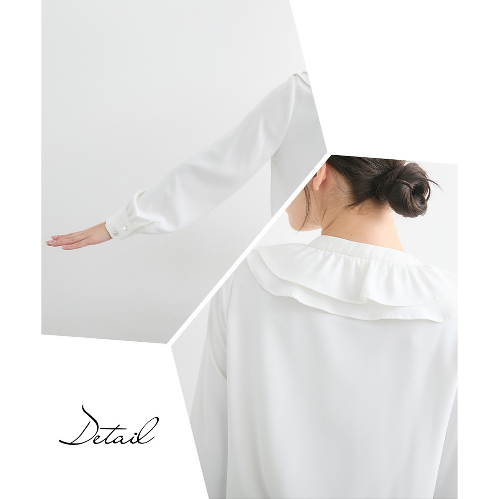 【入学式・卒業式・フォーマル】<単品>パウダークロスフロントフリルデザインブラウス 大きいサイズ Callarus27