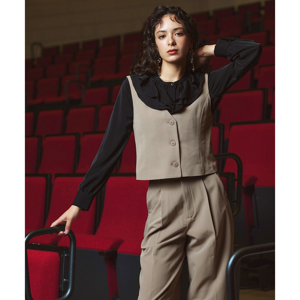 【入学式・卒業式・フォーマル】<単品>パウダークロスフロントフリルデザインブラウス 大きいサイズ Callarus4