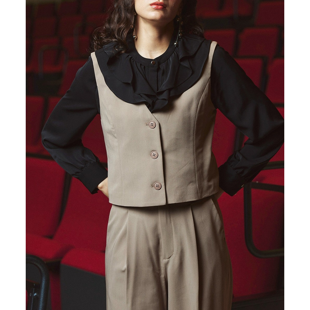 【入学式・卒業式・フォーマル】<単品>パウダークロスフロントフリルデザインブラウス 大きいサイズ Callarus5