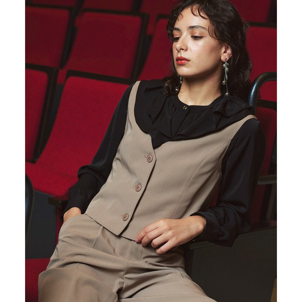 【入学式・卒業式・フォーマル】<単品>パウダークロスフロントフリルデザインブラウス 大きいサイズ Callarus6