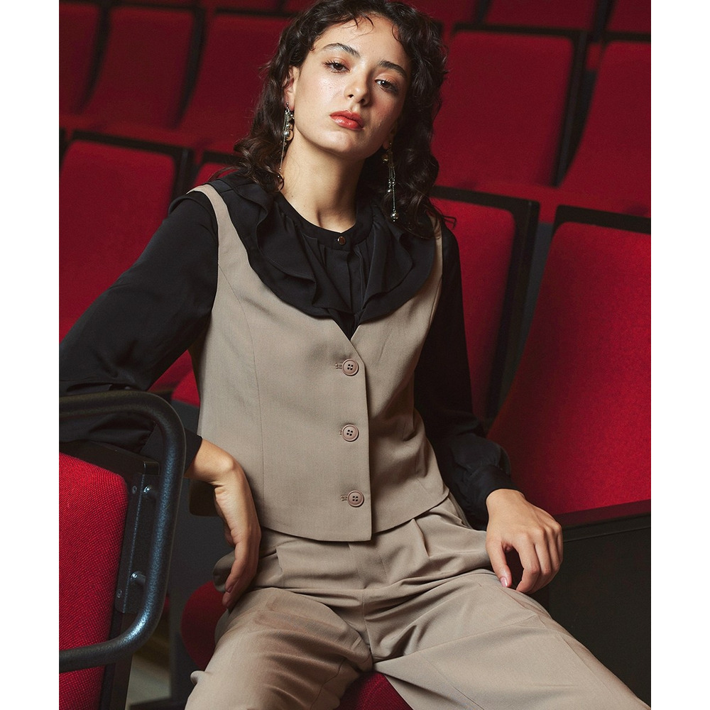 【入学式・卒業式・フォーマル】<単品>パウダークロスフロントフリルデザインブラウス 大きいサイズ Callarus1