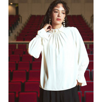 【入学式・卒業式・フォーマル】<単品>パウダークロスフロントタックパール調ボタンブラウス 大きいサイズ　Callarus