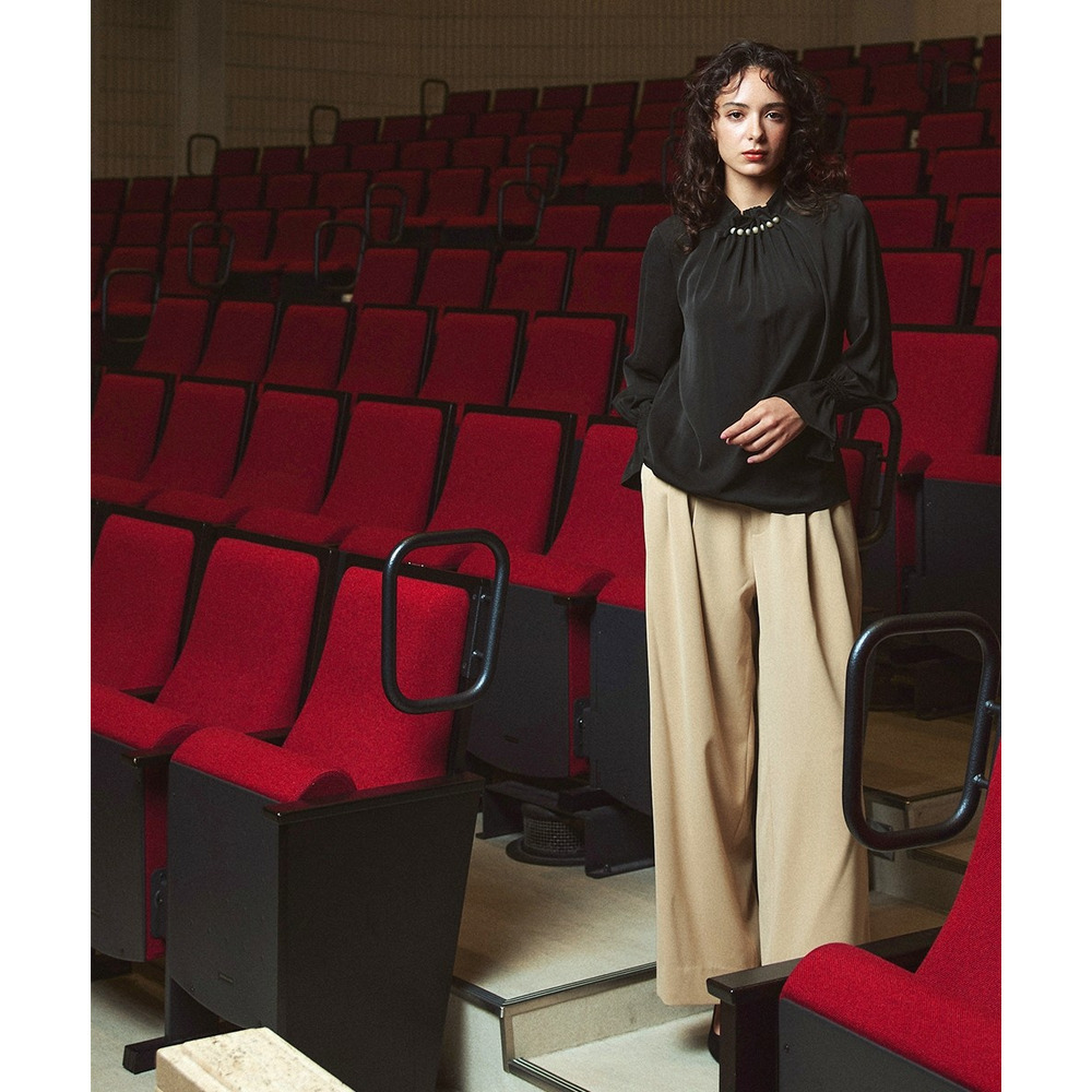 【入学式・卒業式・フォーマル】<単品>パウダークロスフロントタックパール調ボタンブラウス 大きいサイズ Callarus11