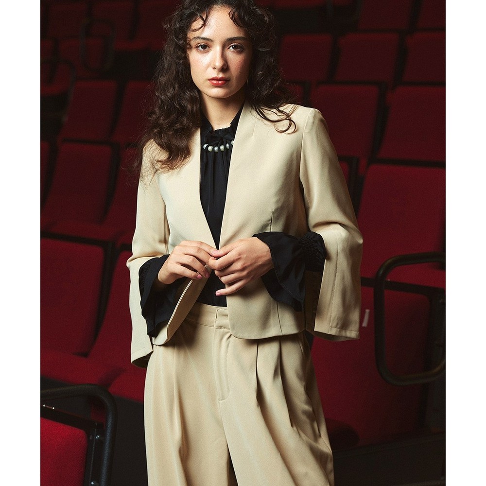 【入学式・卒業式・フォーマル】<単品>パウダークロスフロントタックパール調ボタンブラウス 大きいサイズ Callarus14