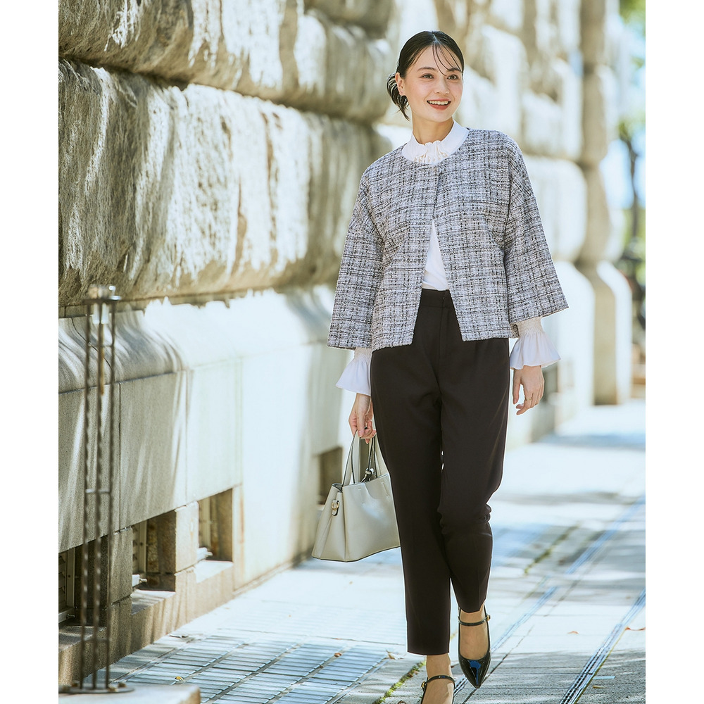 【入学式・卒業式・フォーマル】<単品>パウダークロスフロントタックパール調ボタンブラウス 大きいサイズ Callarus15