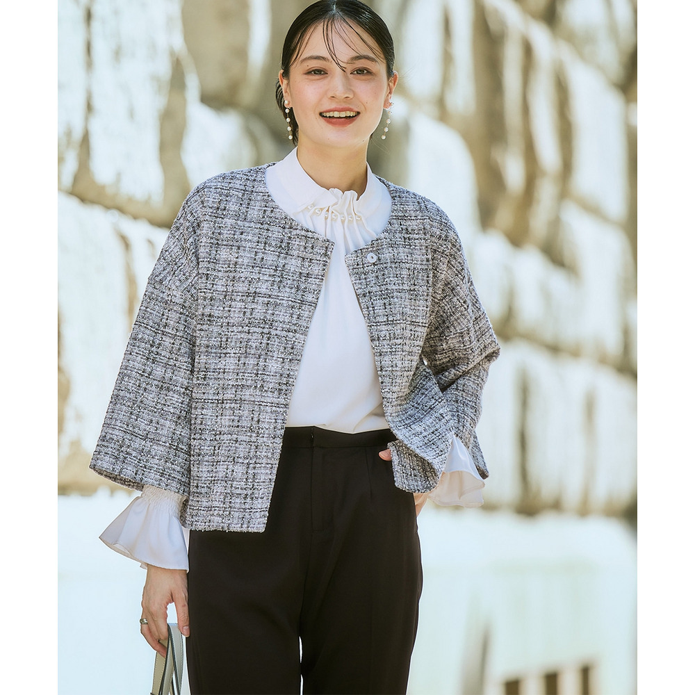 【入学式・卒業式・フォーマル】<単品>パウダークロスフロントタックパール調ボタンブラウス 大きいサイズ Callarus17