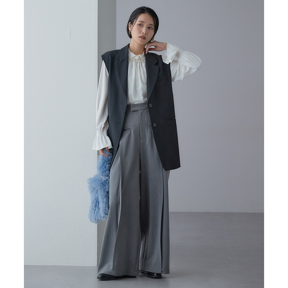 【入学式・卒業式・フォーマル】<単品>パウダークロスフロントタックパール調ボタンブラウス 大きいサイズ Callarus25