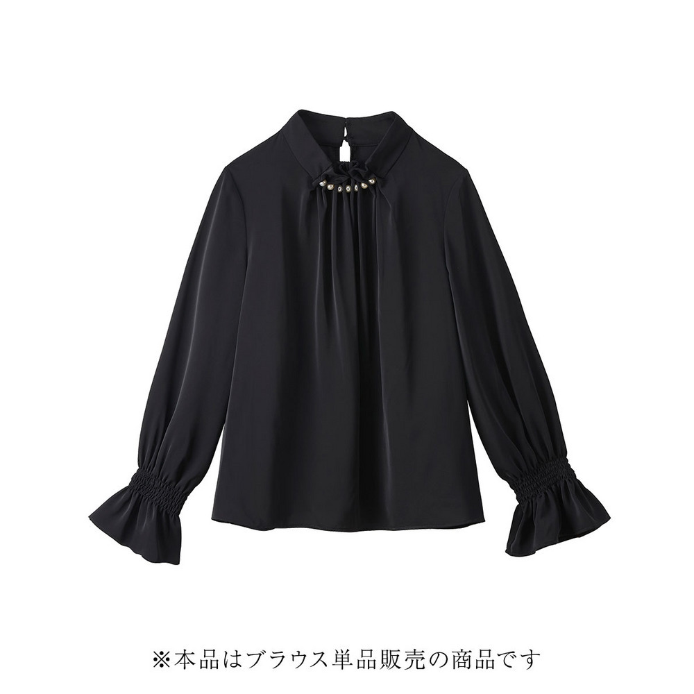 【入学式・卒業式・フォーマル】<単品>パウダークロスフロントタックパール調ボタンブラウス 大きいサイズ Callarus3