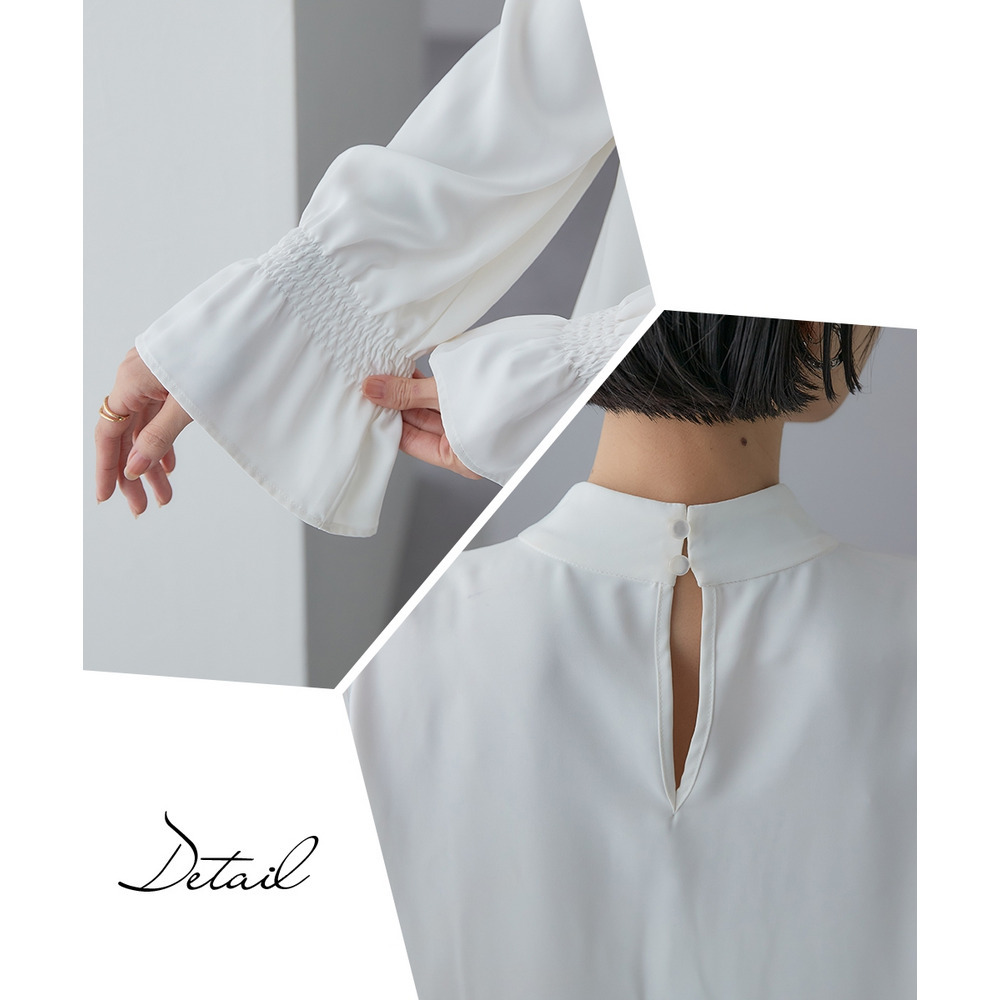 【入学式・卒業式・フォーマル】<単品>パウダークロスフロントタックパール調ボタンブラウス 大きいサイズ Callarus30