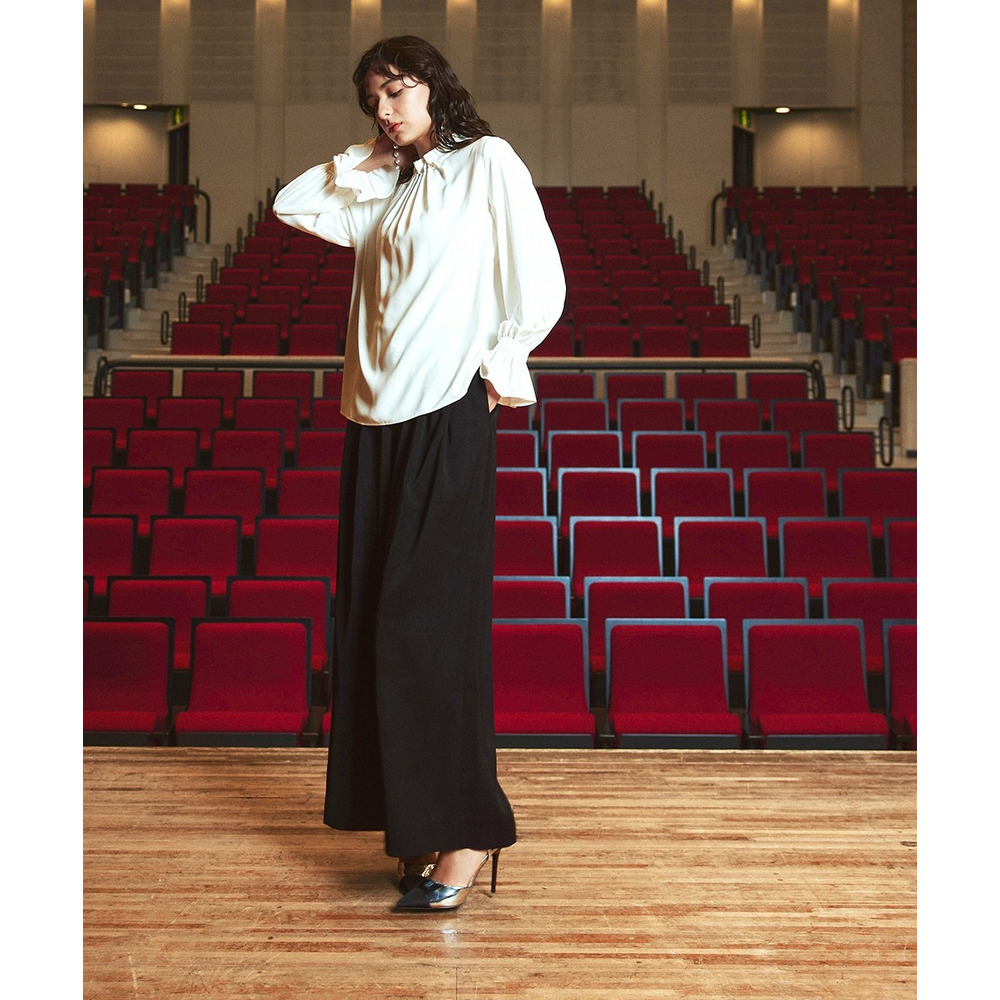 【入学式・卒業式・フォーマル】<単品>パウダークロスフロントタックパール調ボタンブラウス 大きいサイズ Callarus4