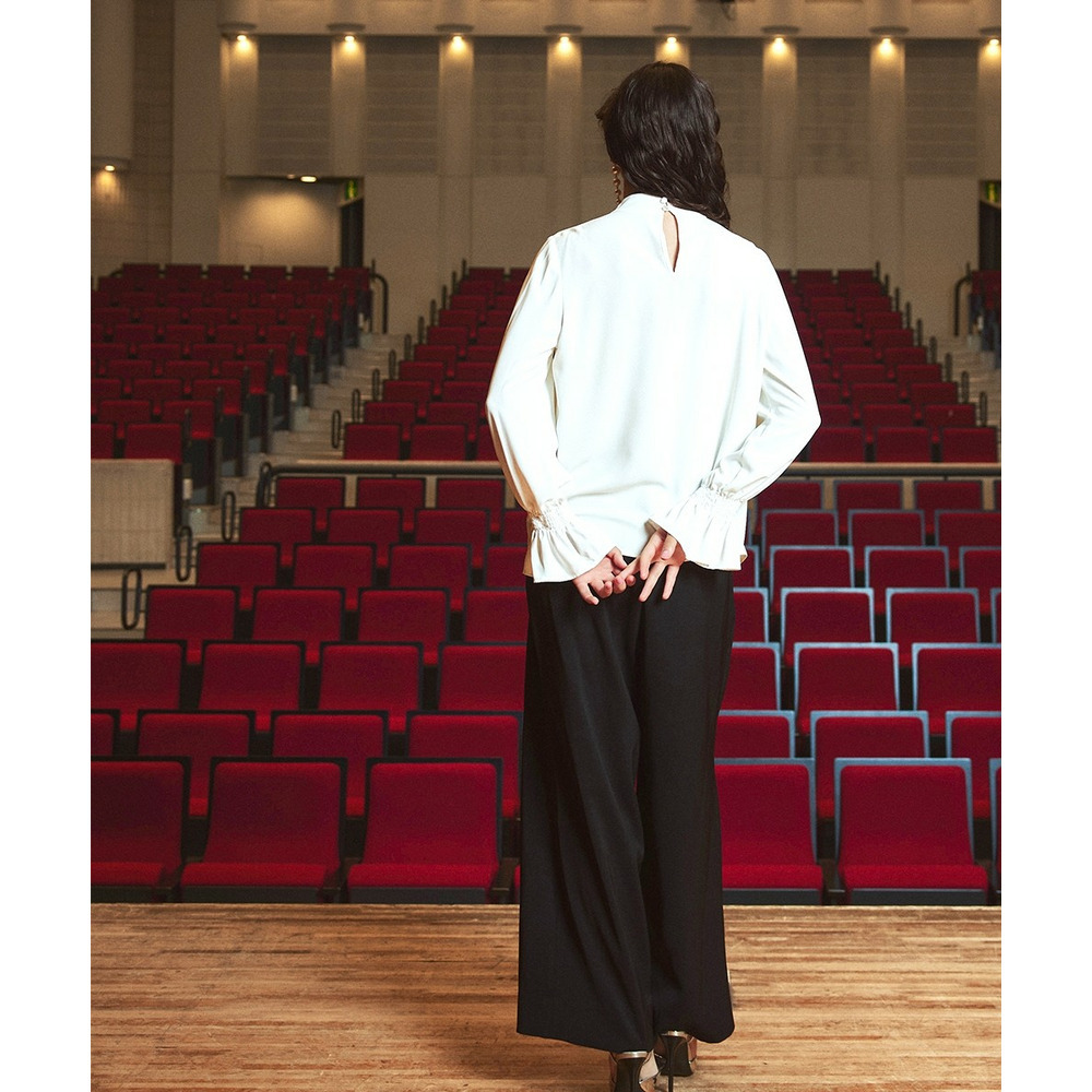 【入学式・卒業式・フォーマル】<単品>パウダークロスフロントタックパール調ボタンブラウス 大きいサイズ Callarus5