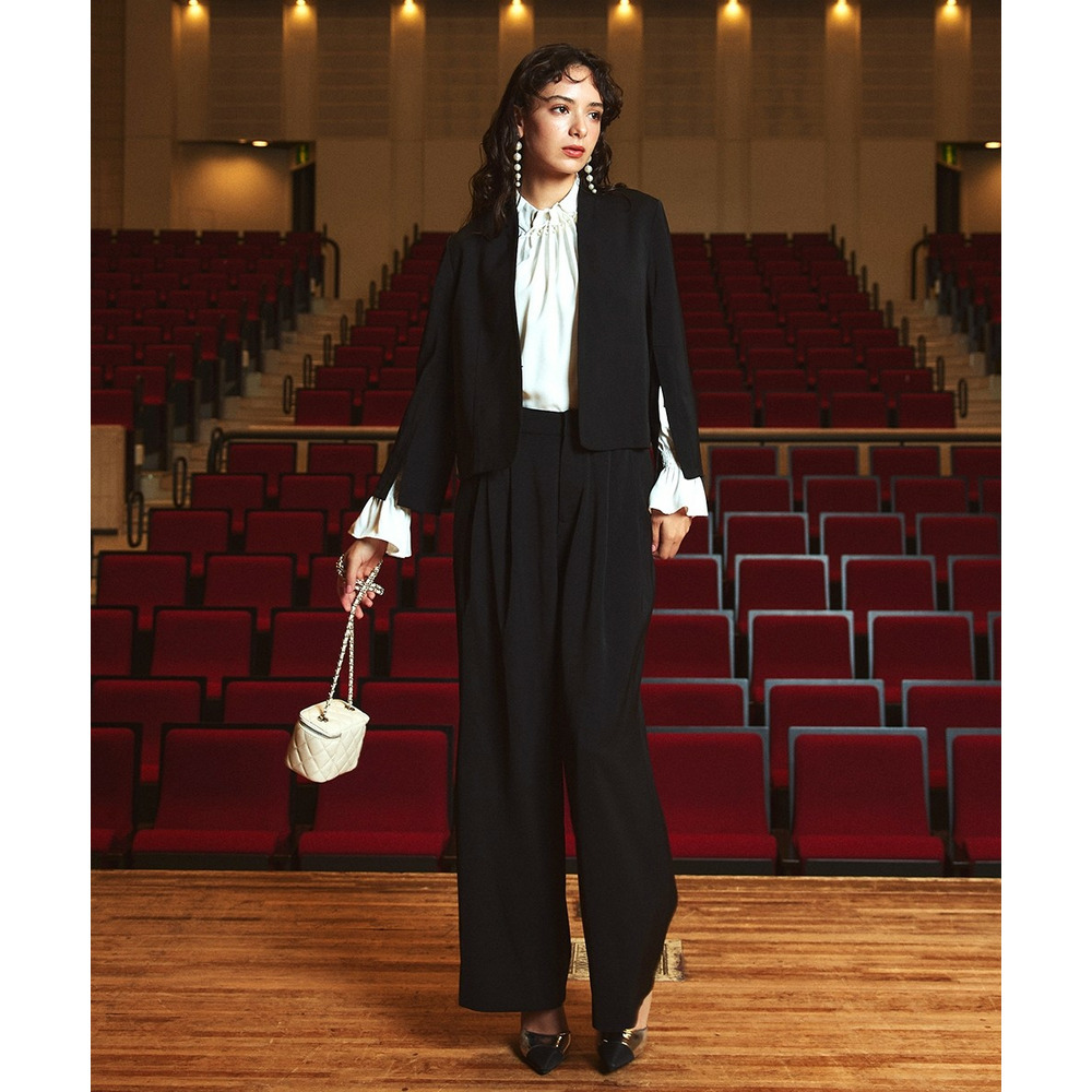 【入学式・卒業式・フォーマル】<単品>パウダークロスフロントタックパール調ボタンブラウス 大きいサイズ Callarus8