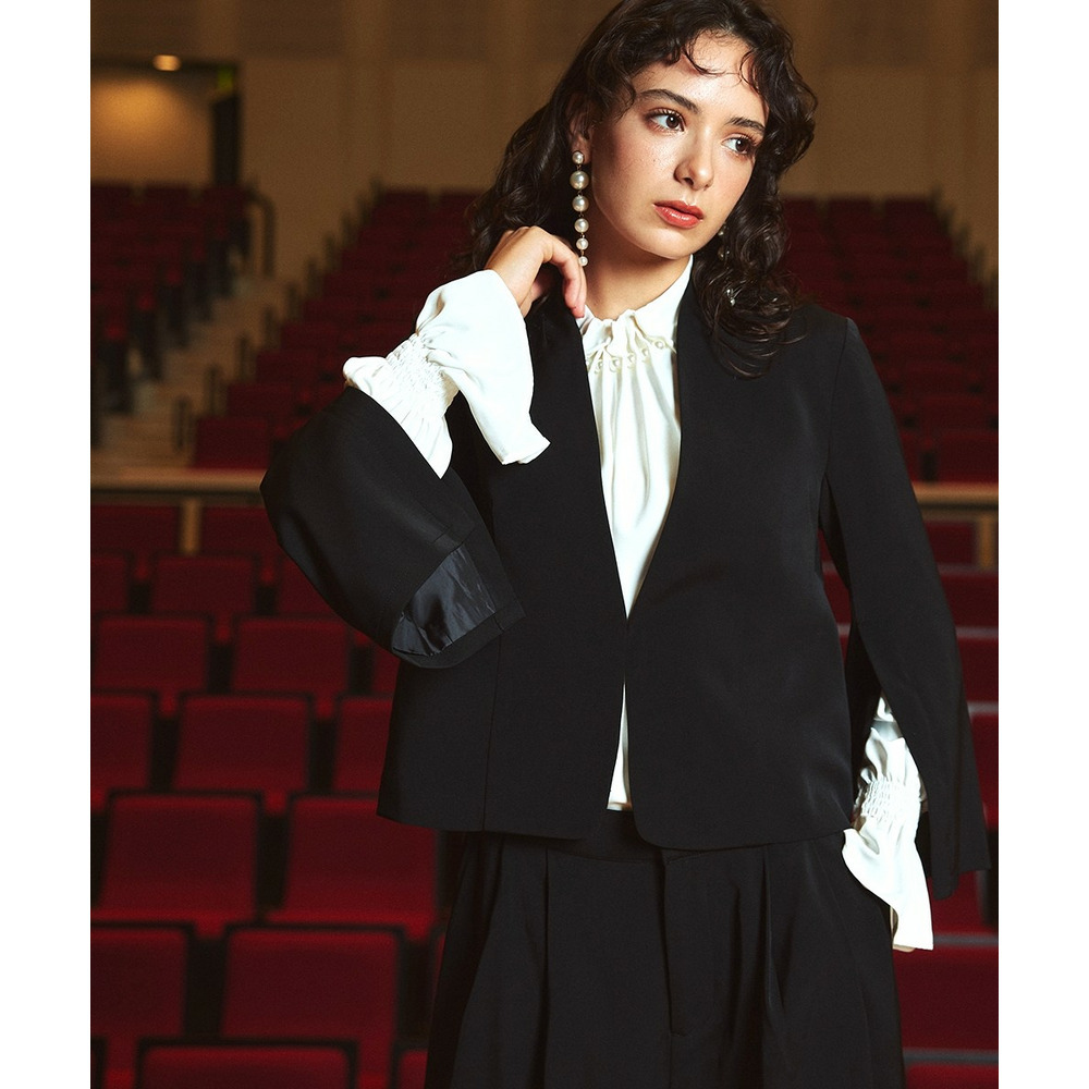 【入学式・卒業式・フォーマル】<単品>パウダークロスフロントタックパール調ボタンブラウス 大きいサイズ Callarus9