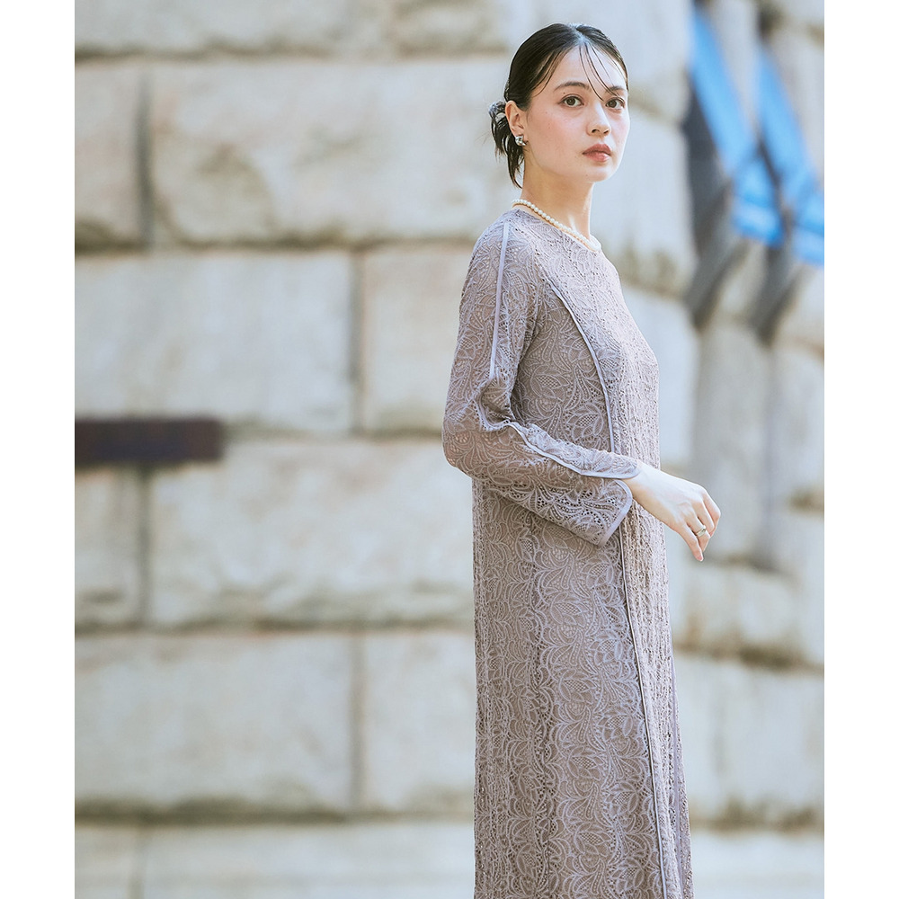 【入学式・卒業式・フォーマル】ダブルクロスパール調デザインノーカラージャケット+総レースワンピースアンサンブル 大きいサイズ Callarus11