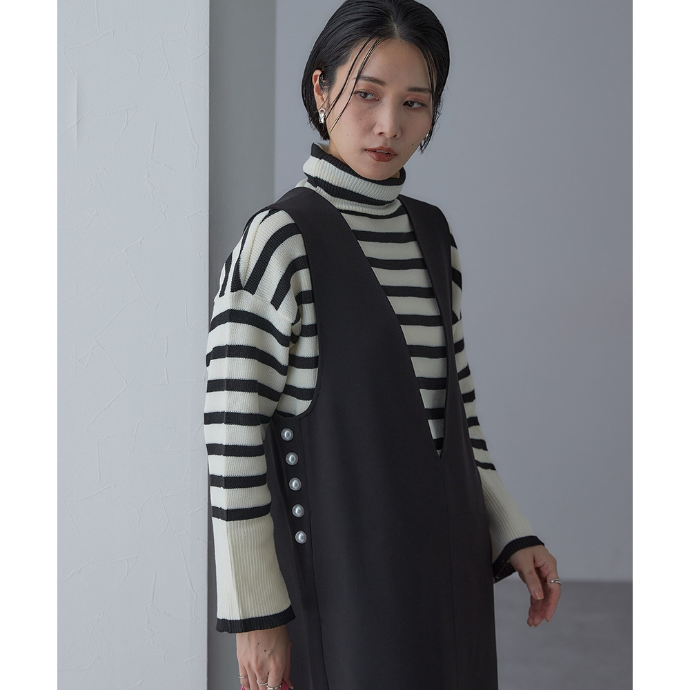 【入学式・卒業式・フォーマル】ダブルクロスジャンパースカート+ボウタイリボンブラウスストレッチセットアップ(ブローチ付) 大きいサイズ Callarus20