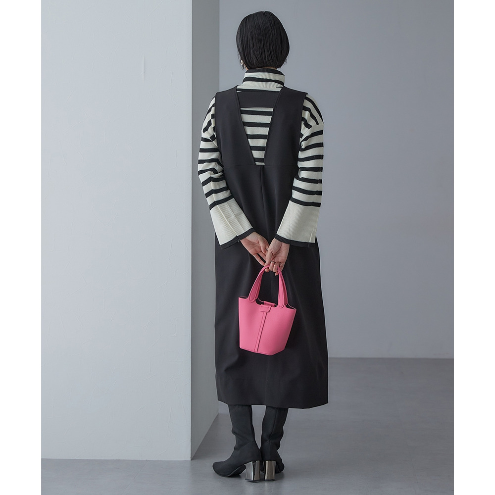 【入学式・卒業式・フォーマル】ダブルクロスジャンパースカート+ボウタイリボンブラウスストレッチセットアップ(ブローチ付) 大きいサイズ Callarus22