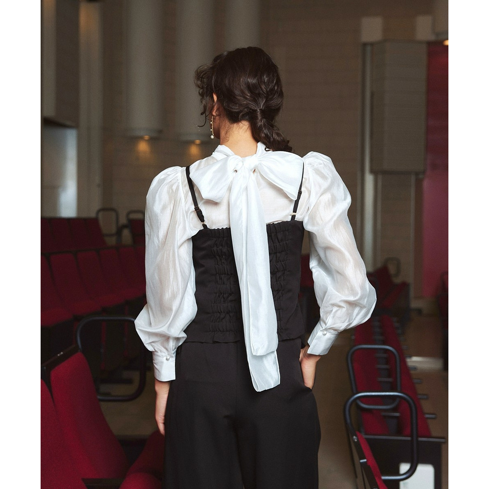 【入学式・卒業式・フォーマル】<単品>シアーボイルボウタイリボンデザインブラウス 大きいサイズ Callarus14