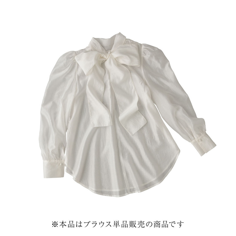 【入学式・卒業式・フォーマル】<単品>シアーボイルボウタイリボンデザインブラウス 大きいサイズ Callarus2