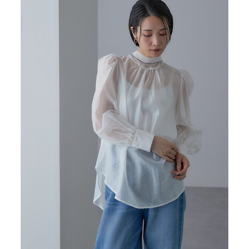 【入学式・卒業式・フォーマル】<単品>シアーボイルボウタイリボンデザインブラウス 大きいサイズ Callarus23