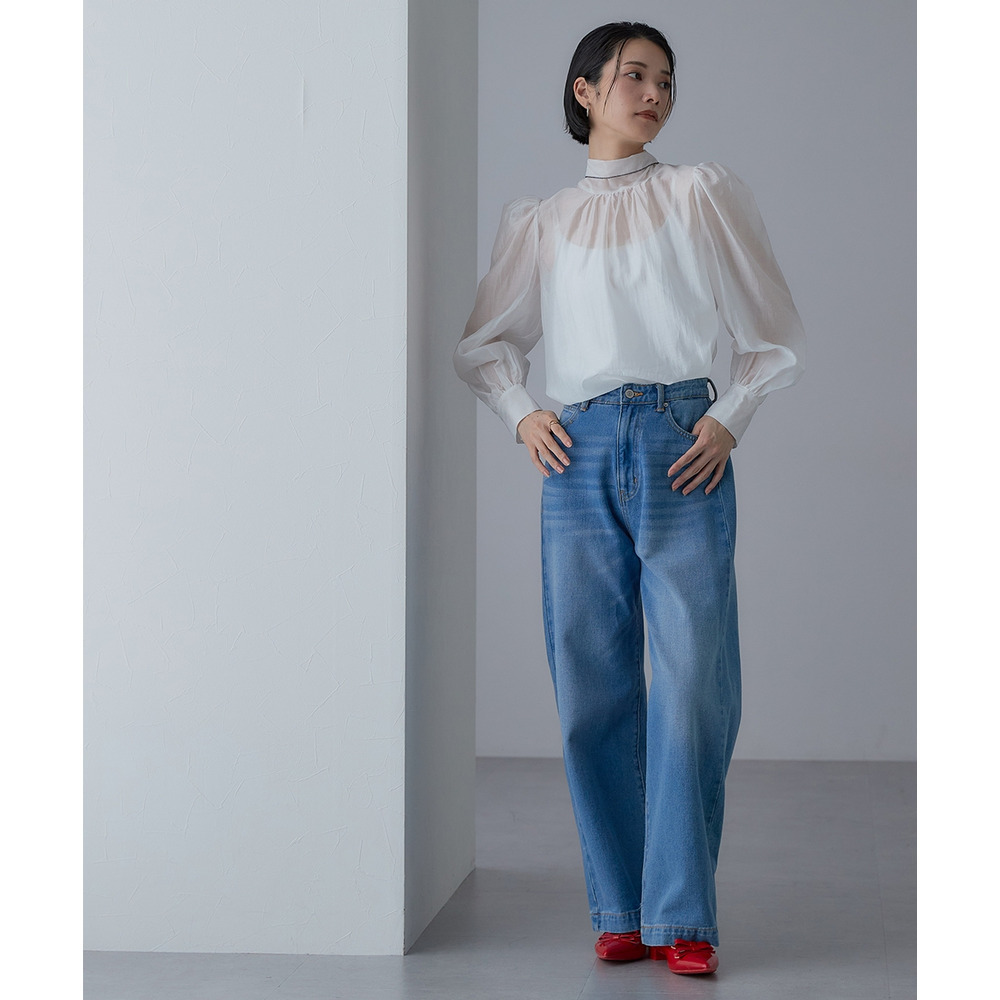 【入学式・卒業式・フォーマル】<単品>シアーボイルボウタイリボンデザインブラウス 大きいサイズ Callarus24