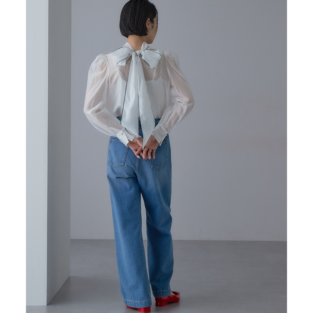 【入学式・卒業式・フォーマル】<単品>シアーボイルボウタイリボンデザインブラウス 大きいサイズ Callarus25