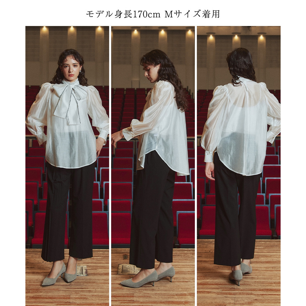 【入学式・卒業式・フォーマル】<単品>シアーボイルボウタイリボンデザインブラウス 大きいサイズ Callarus26