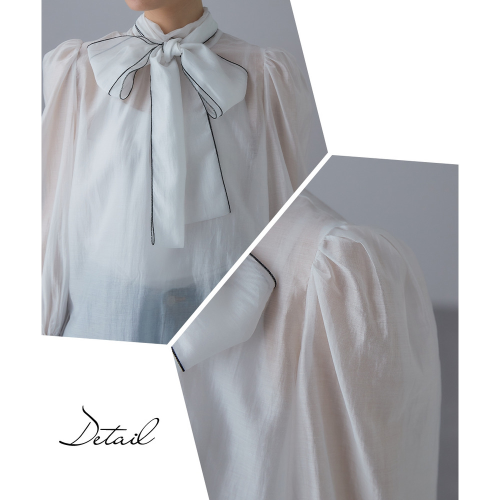 【入学式・卒業式・フォーマル】<単品>シアーボイルボウタイリボンデザインブラウス 大きいサイズ Callarus28