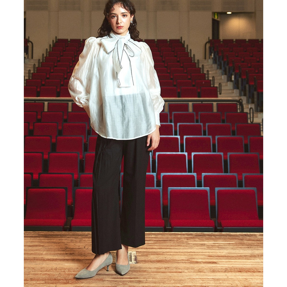 【入学式・卒業式・フォーマル】<単品>シアーボイルボウタイリボンデザインブラウス 大きいサイズ Callarus3