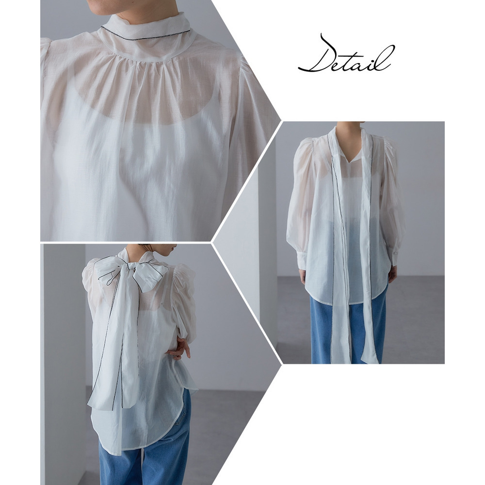 【入学式・卒業式・フォーマル】<単品>シアーボイルボウタイリボンデザインブラウス 大きいサイズ Callarus30
