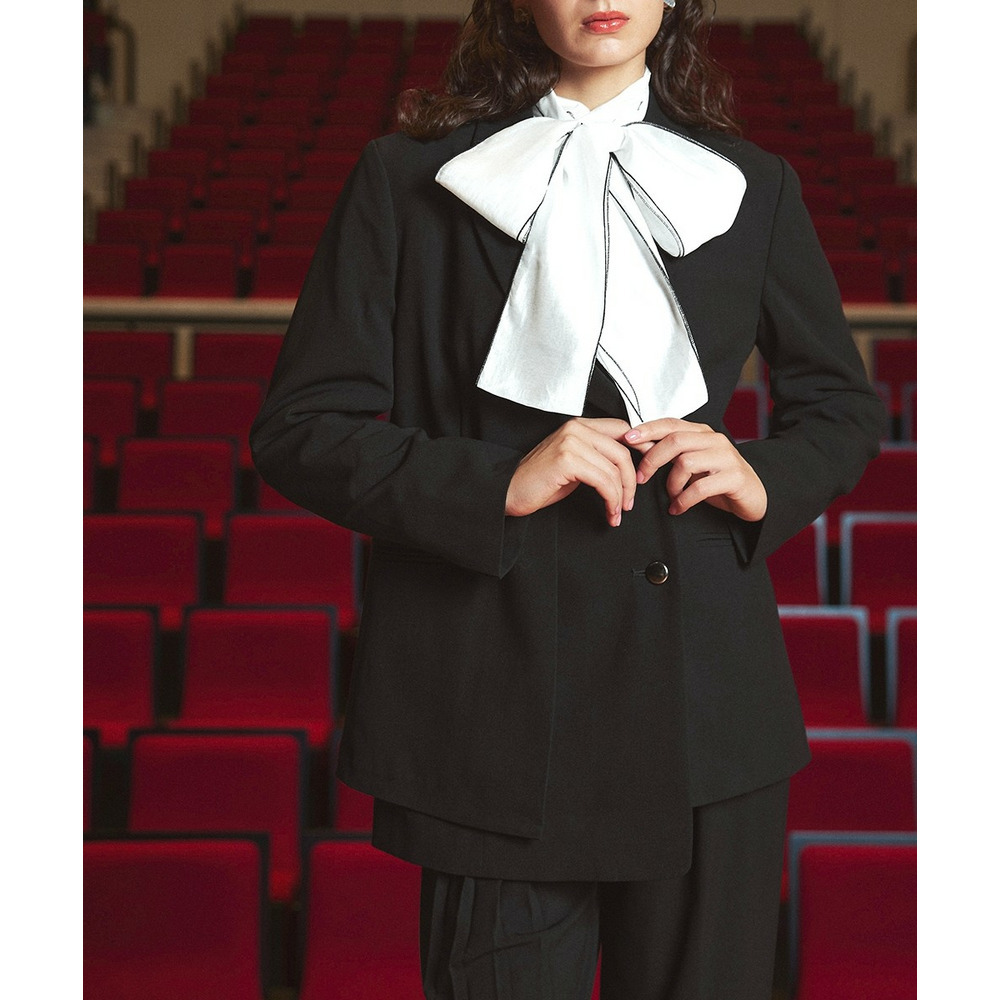 【入学式・卒業式・フォーマル】<単品>シアーボイルボウタイリボンデザインブラウス 大きいサイズ Callarus5