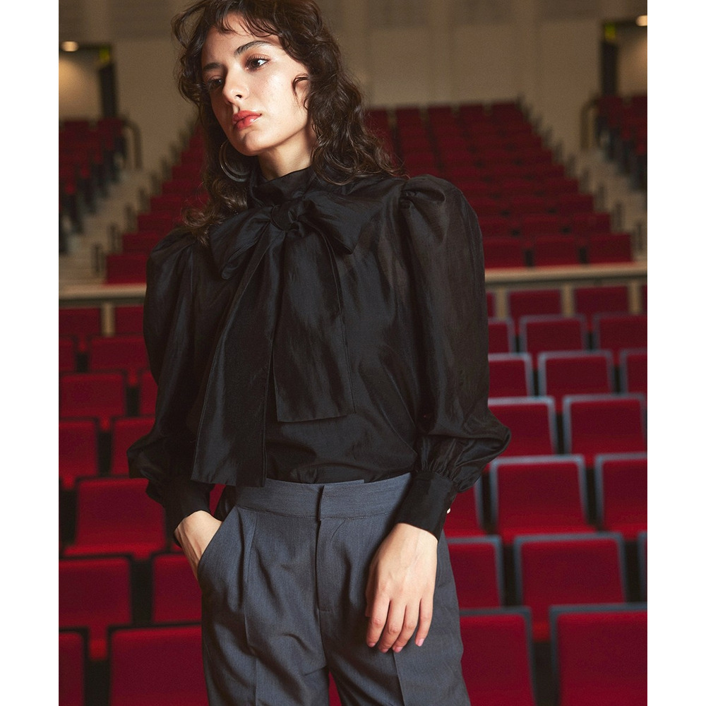 【入学式・卒業式・フォーマル】<単品>シアーボイルボウタイリボンデザインブラウス 大きいサイズ Callarus1