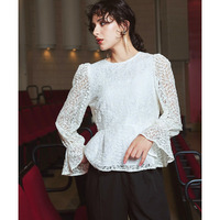 【入学式・卒業式・フォーマル】＜単品＞総レースペプラムデザインブラウス 大きいサイズ　Callarus